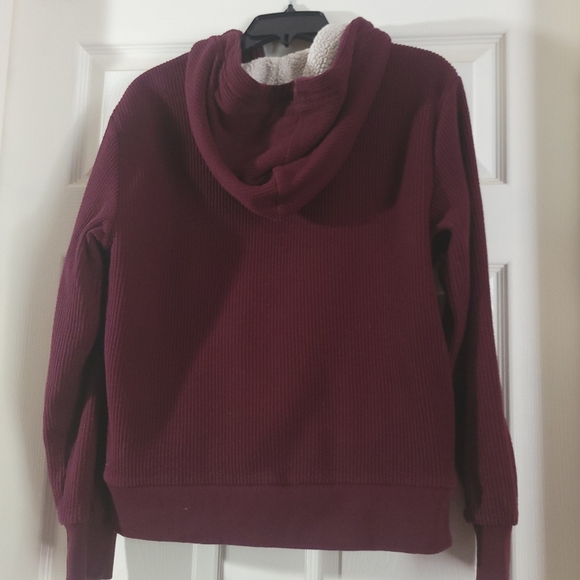 Old Navy- Burgandy Sherpa Lined Hooded Warm Winter Jacket with Big Wide Pockets - Picture 7 of 11